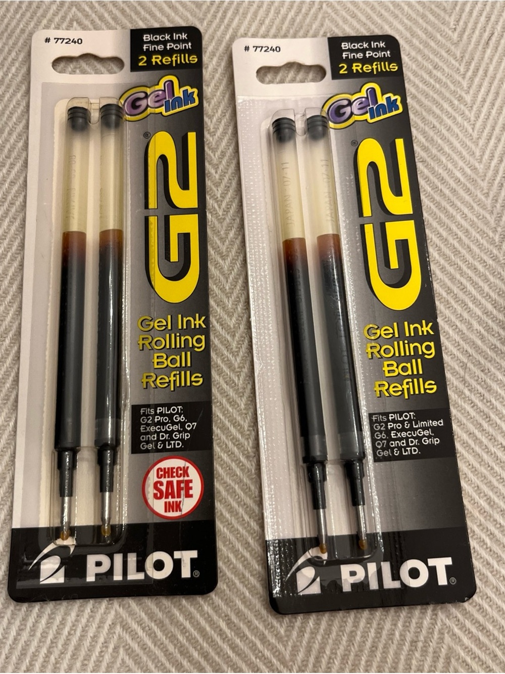 Pilot G2 retractable Gel Pen Refill black Ink 2-Pack 77240 set of 2